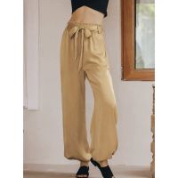 Migu - Brown Harem Pants with Belt กางเกงขายาวเอวสูง มาพร้อมเข็มขัดในเซต