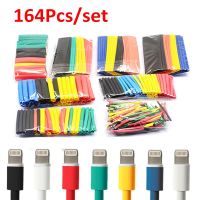 164Pcs/set  Multicolor Assorted Polyolefin Heat Shrink Tubing Tube Cable Sleeves Wrap Wire Set Shrinkage 2:1 Pipe Sleeve 8 Sizes Cable Management