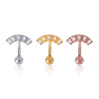 PiercingRoomByJay Tapper Fan CZ Diamond Sterling Silver Belly Ring จิวสะดือ เพชรคางหมูโค้ง เงินแท้