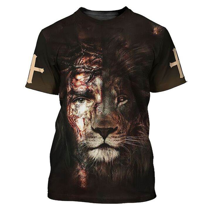 feb-christian-catholic-jesus-men-39-s-3d-print-t-shirts-animal-lion-summer-loose-short-sleeve-harajuku-hip-hop-tops-tees-drop-shipping