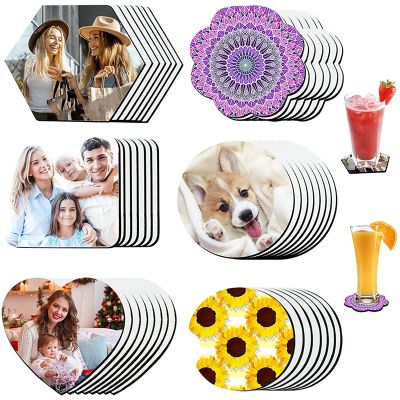 42Pcs Sublimation Coasters Blank Heat Transfer Cup Coaster,Heat Press Printing Crafts Cup Mat,Non-Slip Coaster DIY Craft