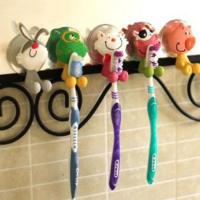 Toothbrush Holder With suction cup Wall-mounted Cartoon Animal Pattern High Quality PVC Creative Toothbrush Rack for Bathroom