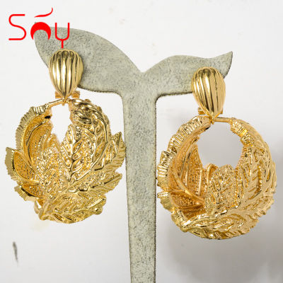Sunny Jewelry Fashion African Drop Dangle Earrings Big Hollow Design High Quality Gold Planted For Women Party Wedding Gifts