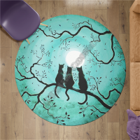 Halloween Cat Rug Round shape Floor Mat 3D Printed Rug Non-slip Mat Dining Living Room Soft Bedroom Car 08