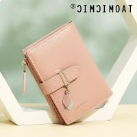 COD KKW MALL New Korean Womens Solid Color Pu Purse Multifunctional Mini Buckle Trifold Wallet with Coin Compartment