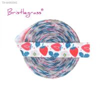 ✽♦◈ BRISTLEGRASS 2 5 10 Yard 5/8 15mm Cute Strawberry Print FOE Foldover Elastic Spandex Satin Band Tape Hair Tie Dress Sewing Trim