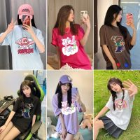 ส่งจากไทย?SFTB029?เสื้อยืดลายการ์ตูนคอกลมแขนสั้นผู้หญิง oversize เสื้อนักเรียนสวมหัวสุดน่ารักแฟชั่นเกาหลีลำลอง