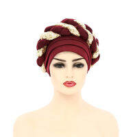 Turban New Space Layer Sequins Woven Hat Fashion African Hat Moslin Hat Nationality-Featured Cap Robe Africaine