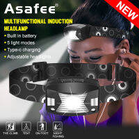 Asafee 400LM G7 XPG2+2835 Red Light Super bright Induction Headlight Night Run light Multi-gear switch TYPE-C rechargeable Built-in battery IP65 waterproof