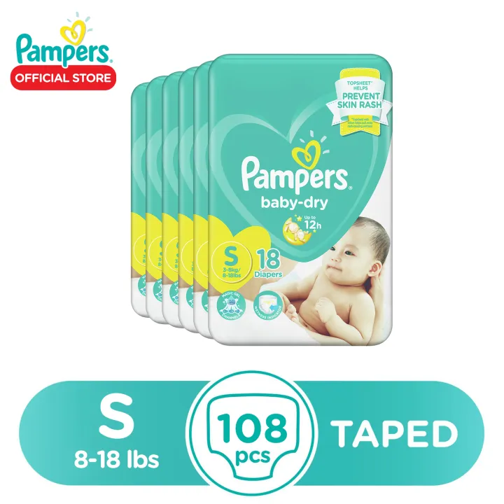 Pampers Baby Dry Taped Econ Small 18s x 6 | Lazada PH