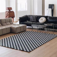Checkerboard Printe Carpets Large Area Rugs for Living Room Non-slip Kid Play Mat Soft Bedside black Rug Floor Mat bedroom decor