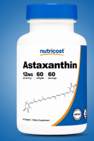 Nutricost Astaxanthin 12mg, Non-GMO and Gluten Free, 60 Softgels