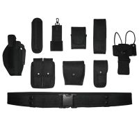 ;[=- Multiftional 10In1 Tactical Security Duty Belts  Holster Flashlight Pouch Sets Utility Kit Belt Military Police Duty Belt