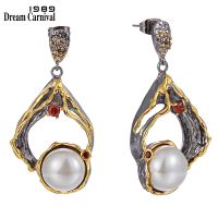 DreamCarnival1989 New Big Exaggerated Earrings for Women Baroque Pearl Jewelry Engagement Party 2020 Special Hot Selling WE4003