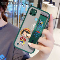 (มีสายรัดข้อมือ) Hontinga เคสมือถือ เคสโทรศัพท์ เคส Realme C21Y 2021กันกระแทก Frosted การ์ตูนอะนิเมะ Luffy โปร่งใสเคสใส่โทรศัพท์เต็มรูปแบบฝาครอบเลนส์ตัวปกป้องกล้