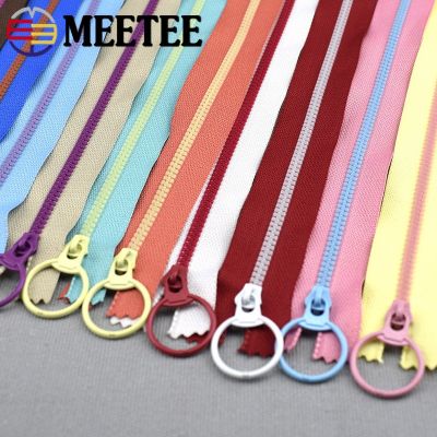 10Pcs Meetee 15 40cm 3 Resin Zippers Ring Zip Slider Closed End Zipper for Sewing Bags Wallet Purse Clothes Accessories