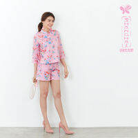 Woman Shanghai Dream Mandarin Top - Silky Satin เสื้อสไตล์ตรุษจีน พิมพ์ลายหงส์ สวมใส่สบายด้วยผ้าพรีเมี่ยมคอตตอน 100% ทอในรูปแบบของซาติน