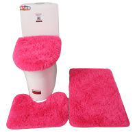 3pcsset Solid Color Bathroom Mat Set Fluffy Hairs Bath Carpets Modern Toilet Lid Cover Rugs Kit Rectangle