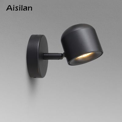 Aisilan โคมไฟติดผนัง LED ที่ทันสมัย 7 วัตต์ CRI 97 อลูมิเนียมเคลือบปรับมุมได้โคมไฟติดผนังแบบมีสายสำหรับห้องนั่งเล่นทางเดินข้างเตียง