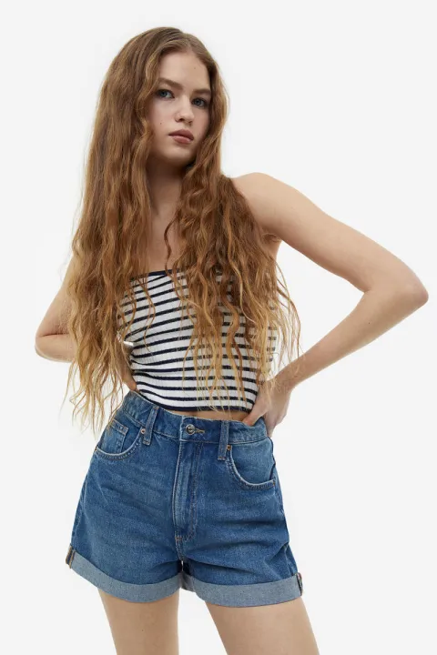 h&m denim shorts high waist