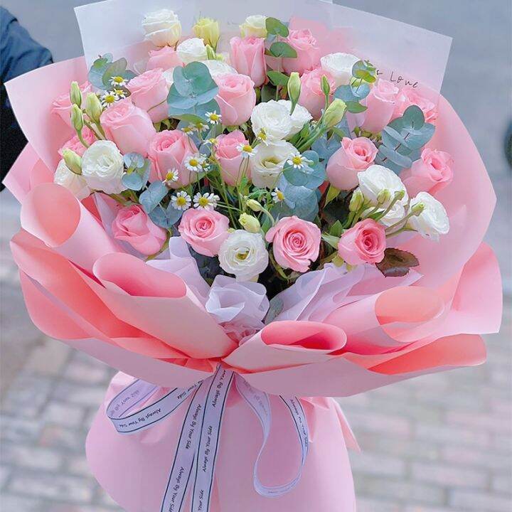 อุปกรณ์ตกแต่งห่อกระดาษทิชชู่สีทึบ10แผ่นขนาด0ซม-ห่อช่อดอกไม้กระดาษ-diy