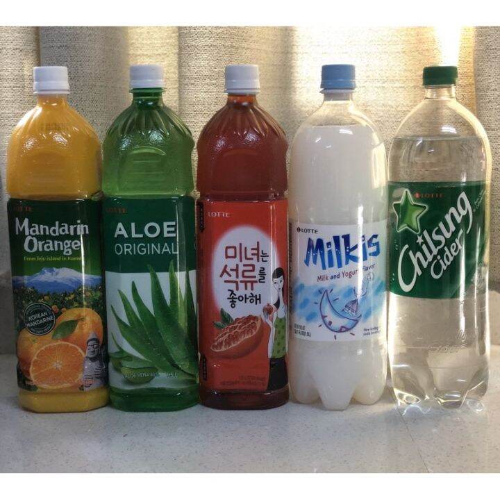 ♥Lotte Juice Drinks from Korea, 1.5 Liters (Mandarin, Milkis, Chilsung ...