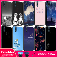 เคสโทรศัพท์ VIVO V15 Pro,เคสซิลิโคนนิ่มสำหรับ VIVO มีลายเดียวกันถุงลมนิรภัยขาตั้งโทรศัพท์และเชือก