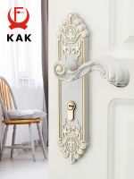 【CW】KAK European Style Gold Door Locks with Keys Door Handle Ivory White Security Entrance Door Lock Mute Anti-theft Door Hardware