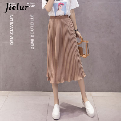 Jielur 6 Colors Korean Fashion Summer Skirt Female Chiffon High Waist Pleated Skirts Womens S-XL Harajuku Faldas Mujer