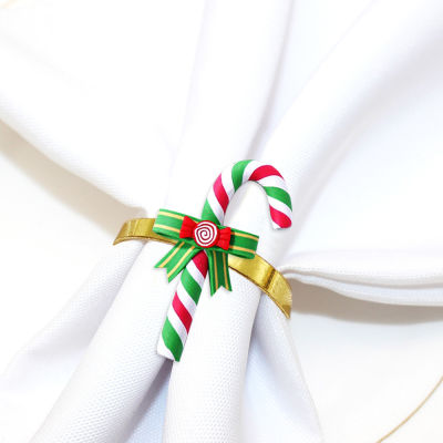 New Year Gifts Dining Table Decorations New Year Decorations Holiday-themed Napkin Rings Original Design Napkin Rings Colorful Canes Napkin Rings Lollipop Napkin Buckle