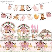 △۩✻ Farm Animal Barn Themed Party Disposable Tableware Set Cups Plates Tablecloth Balloons Childrens Birthday Decorations Supplies