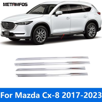 ชิ้นส่วนรถยนต์สำหรับ Mazda Cx-8 Cx8 2017-2020 2021 2022โครเมี่ยม2023ประตูด้านข้างตัวกระโปรงคิ้วสติกเกอร์ตกแต่งอุปกรณ์เสริมตกแต่งรถหมวกครอปกระจกรถ87Tixgportz