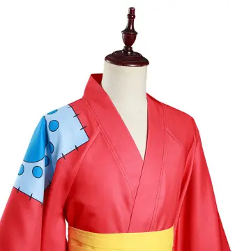 One Piece Cosplay Monkey Luffy Wano Costume Country Hat Kimono Yukata  Outfits