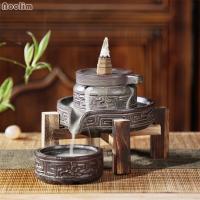 Retro Ceramic Waterfall Backflow Incense Burner Censer Holder Aromatherapy Furnace Ceramic Ornaments Home Tearoom Decoration