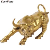 3 Sizes Golden Wall Street Bull OX Figurine Sculpture Charging Stock Market Bull Statue Home Office Decoration Gift