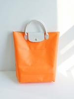 100% Authentic Longchamp Le Pliage RE-PLAY Short Handle Colorblock Polyamide Canvas With Interior Coating Tote Bag Shopping Bag 10168091017 Orange