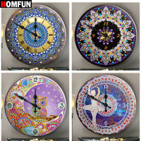 HOMFUN 5D Diamond Painting Clock Special Shaped Cartoon Mandala Diamond Embroidery Art Rhinestone Handicraft Home Decor Gift