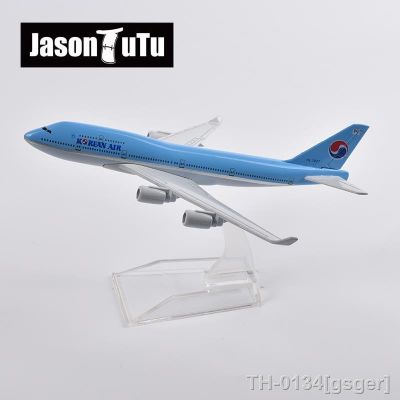 ┇▬ JASON TUTU-Korean Air Boeing 747 Avião Modelo Aeronaves Metal Diecast 1:400 Escala de Avião Coleção Presente 16cm Dropshipping