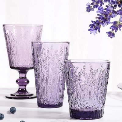 【CW】♈  Middle Ancient Glass Pressed Color Wine Cup Thickened Goblet Cocktail Glasses