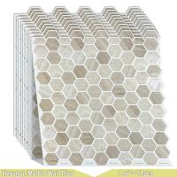 WODECOR Bathroom And Kitchen Waterproof Backsplash Wallpaper Hexagon Mosaic Wall Tile Stickers Premium Marble Wall stickers Wall Stickers  Decals