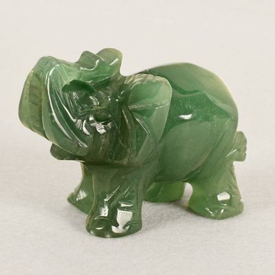 Elephant Green Aventurine Jade Ston Fortune Feng Shui Statue Figurine Ornament Chakra Healing Stones Statue Craft Decor