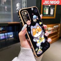 JIUMOO เคส F02s ปลอกสำหรับ Samsung M02s A02s น่ารักลายการ์ตูนสำหรับพื้นที่น่ารักลูกสุนัขดีไซน์ใหม่นิ่มหรูหราเคสโทรศัพท์ขอบด้านข้างเคสกันกระแทกสี่เหลี่ยมคลุมทั้งหมดป้องกันเลนส์กล้อง