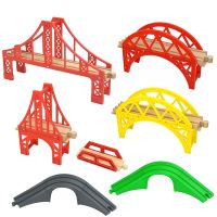 Wooden Train Track Racing Railway Toys All Kinds of Bridge Track Accessories fit for Biro Wood Tracks Toys for Children Gift
