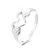 [COD]s925 แหวนเงินเรียบง่ายญี่ปุ่นและเกาหลีหัวใจมีมือของคุณปกป้องคนรักของคุณแหวนแหวนเงินแท้ชุบทองคำขาว