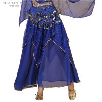 Plus Size Solid Color Belly Dancing Skirt Woman Chiffon Split y Gypsy Spanish Flamenco Oriental Ethnic Performance Skirt