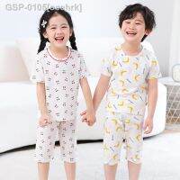 Oclocehrk 1-14T Crianças เสื้อใส่อยู่บ้าน Roupa De Algodão Rosa Cereja Amarelo Banana Kawaii Engado Pijamas Terno Menino Pjs