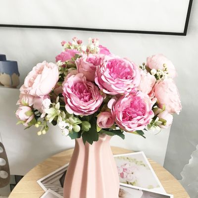 【cw】 2022 BeautifulPeony Artificial Silk Flowers Small bouquet floresPartyWedding Decoration Fake Flower 【hot】