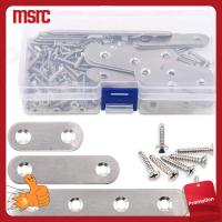 MSRC 115pcs เหล็กไร้สนิม ฉากยึดตรงแบบแบน 1.6นิ้ว/2.4นิ้ว/4นิ้ว เงินสีเงิน ซ่อมแผ่นเข้าร่วม ชุดสกรูยึด วงเล็บรั้งรั้ง เฟอร์นิเจอร์สำหรับตกแต่ง