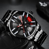 Men Wheel Rim Hub Watch Stainless Steel Sport Car Men Quartz Watches Waterproof Creative Leather Luminous Clock relogio masculio