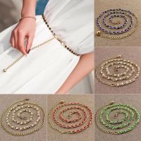 【hot sale】 ❃◐✙ B55 Women Girls Metal Waist Belt Body Chain Imitation Pearl Beads Dress Faux Thin Bead Tie Waistband Strap Fashion